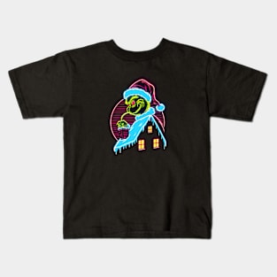 GRINCH CHRISTMAS RETRO 80'S VIBE Kids T-Shirt